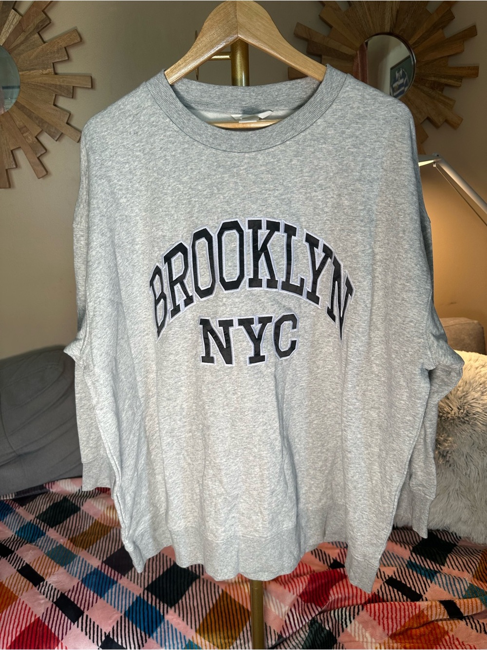 H&M Brooklyn NYC Light Heather Grey Sweatshirt - Picture 2 of 4